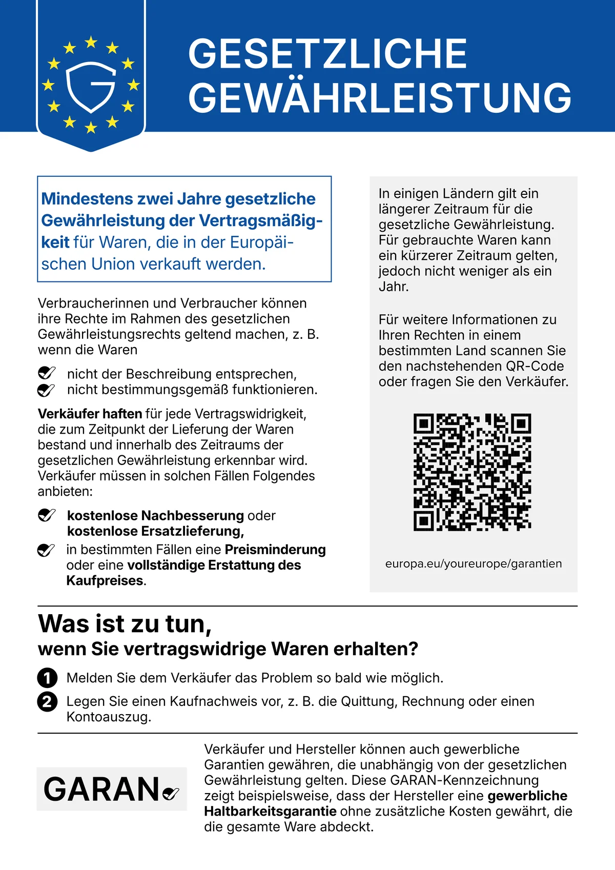 Gewährleistungen und Garantien - Vergrößern
